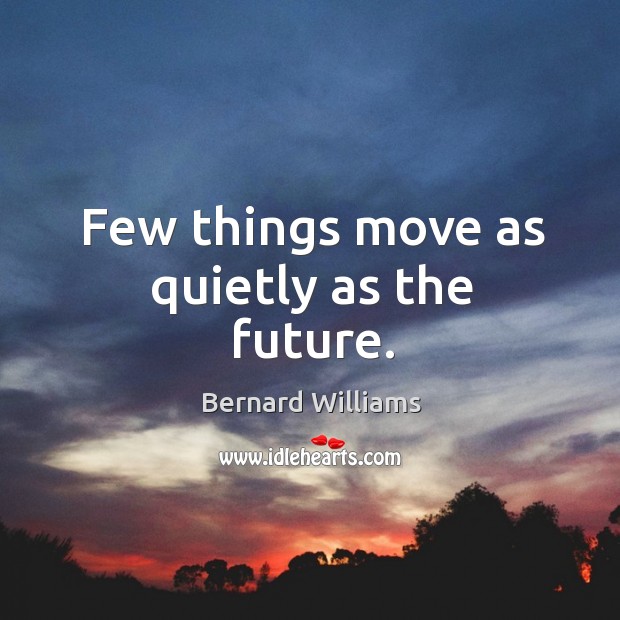 Few things move as quietly as the future. Bernard Williams Picture Quote
