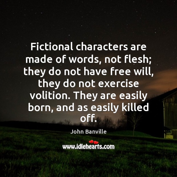 Fictional characters are made of words, not flesh; they do not have John Banville Picture Quote