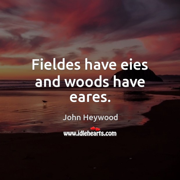 Fieldes have eies and woods have eares. John Heywood Picture Quote