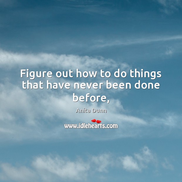 Figure out how to do things that have never been done before, Anita Dunn Picture Quote
