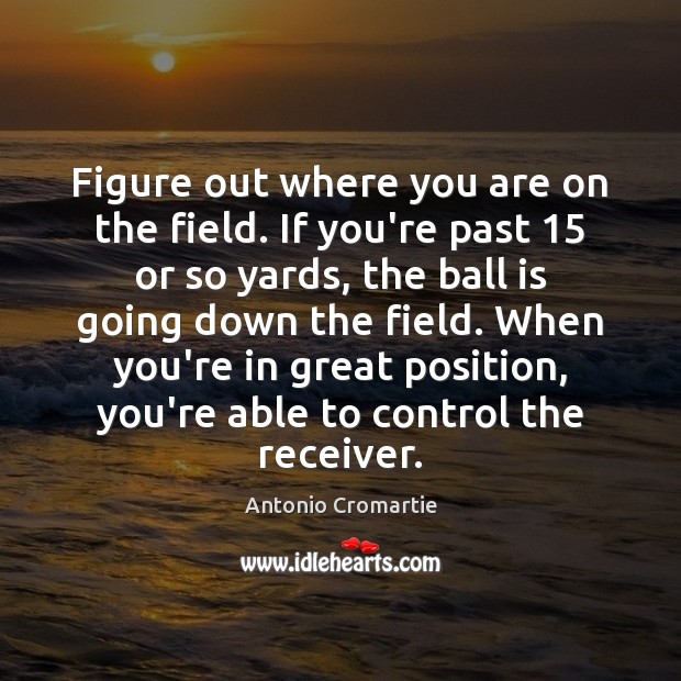 Figure out where you are on the field. If you’re past 15 or Antonio Cromartie Picture Quote