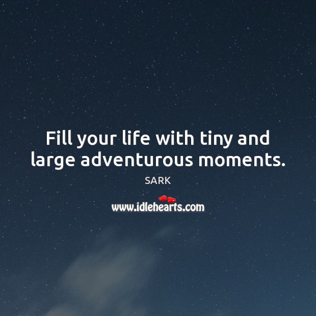 Fill your life with tiny and large adventurous moments. SARK Picture Quote