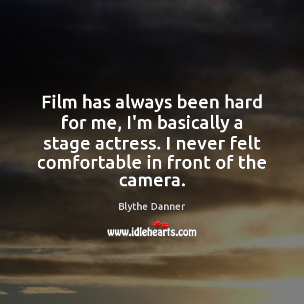 Film has always been hard for me, I’m basically a stage actress. Blythe Danner Picture Quote