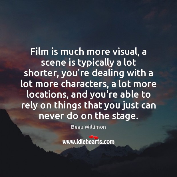 Film is much more visual, a scene is typically a lot shorter, Image