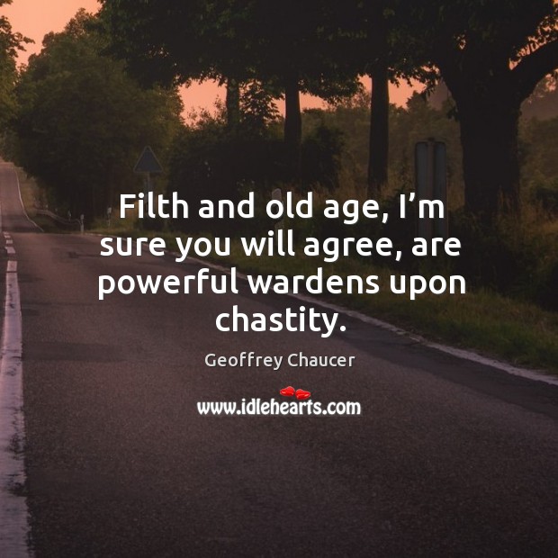 Filth and old age, I’m sure you will agree, are powerful wardens upon chastity. Geoffrey Chaucer Picture Quote