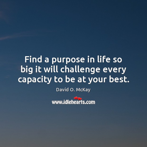 Find a purpose in life so big it will challenge every capacity to be at your best. Image