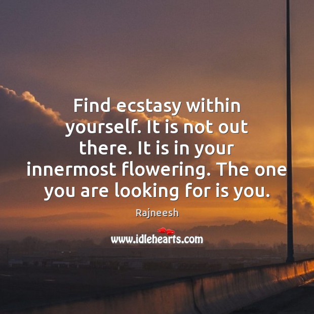 Find ecstasy within yourself. It is not out there. It is in Rajneesh Picture Quote