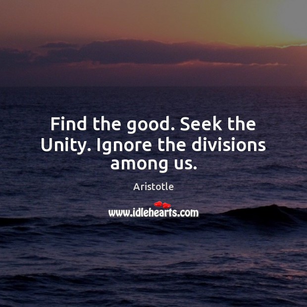 Find the good. Seek the Unity. Ignore the divisions among us. Image