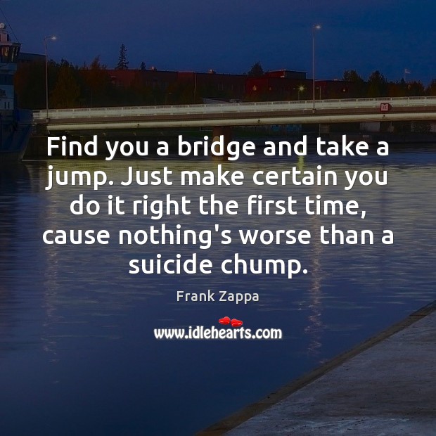 Find you a bridge and take a jump. Just make certain you Frank Zappa Picture Quote