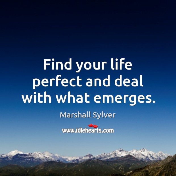 Find your life perfect and deal with what emerges. Image
