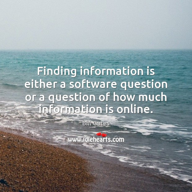 Finding information is either a software question or a question of how Image