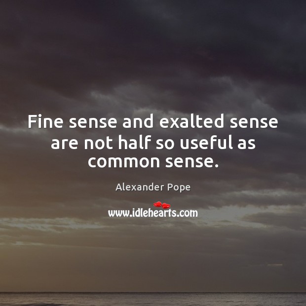 Fine sense and exalted sense are not half so useful as common sense. 