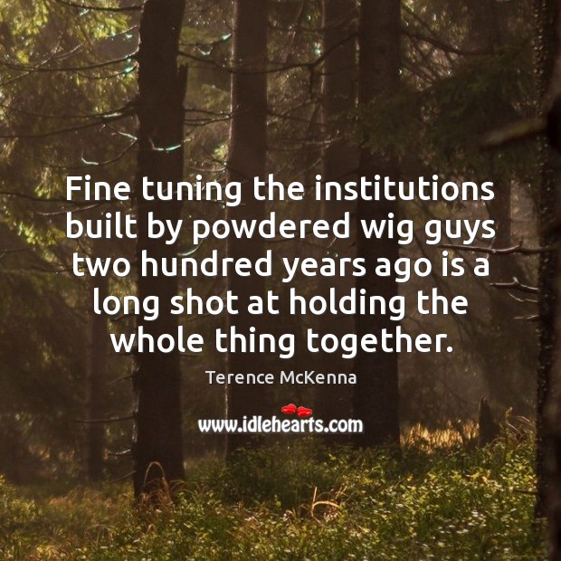 Fine tuning the institutions built by powdered wig guys two hundred years Terence McKenna Picture Quote