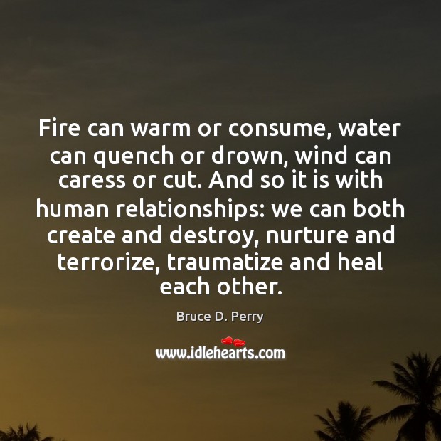Fire can warm or consume, water can quench or drown, wind can Bruce D. Perry Picture Quote