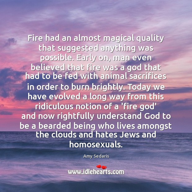 Fire had an almost magical quality that suggested anything was possible. Early Amy Sedaris Picture Quote