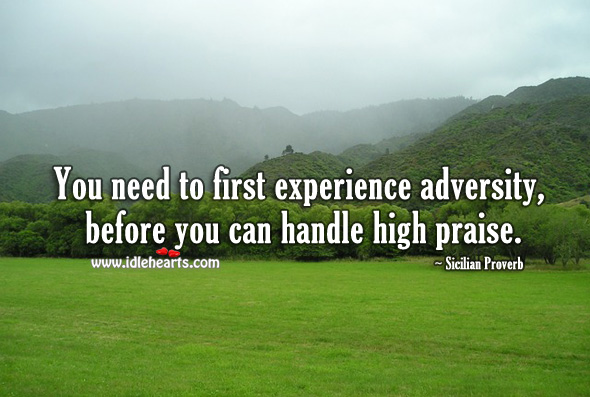 You need to first experience adversity, before you can handle high praise. Sicilian Proverbs Image