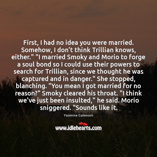 First, I had no idea you were married. Somehow, I don’t think Yasmine Galenorn Picture Quote