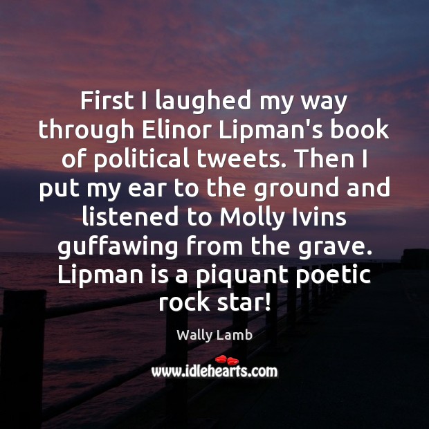 First I laughed my way through Elinor Lipman’s book of political tweets. Image