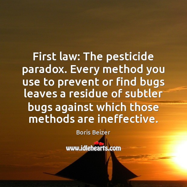 First law: The pesticide paradox. Every method you use to prevent or Boris Beizer Picture Quote