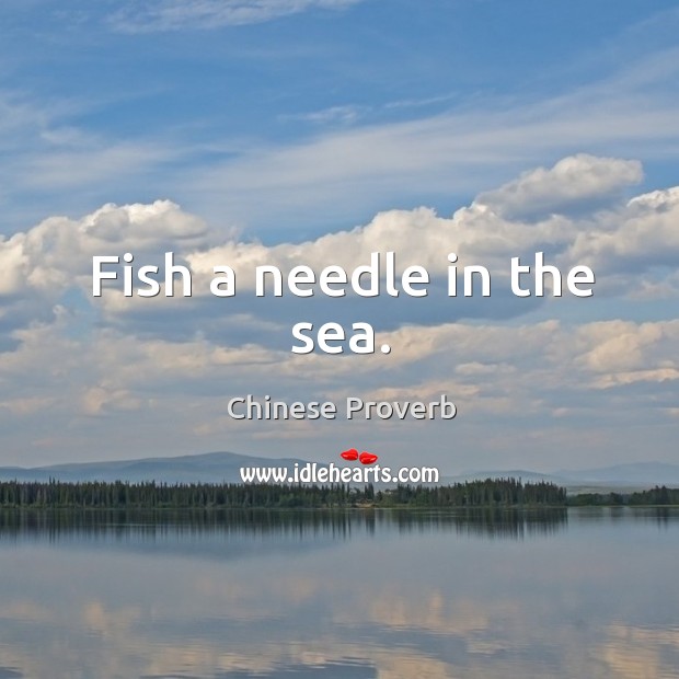 Fish a needle in the sea. Chinese Proverbs Image