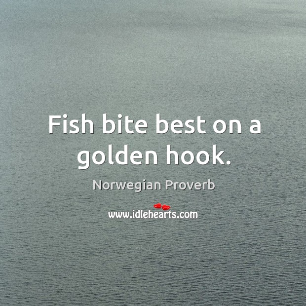 Fish bite best on a golden hook. Norwegian Proverbs Image