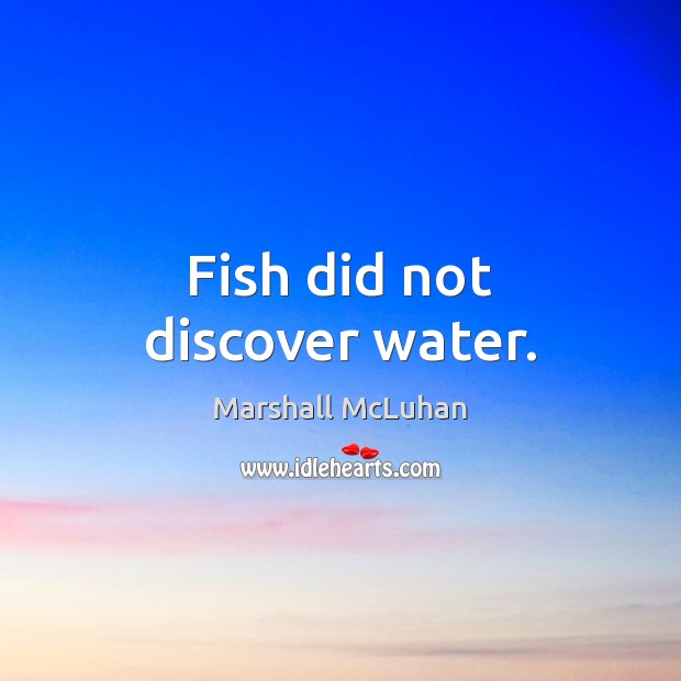 Fish did not discover water. Marshall McLuhan Picture Quote