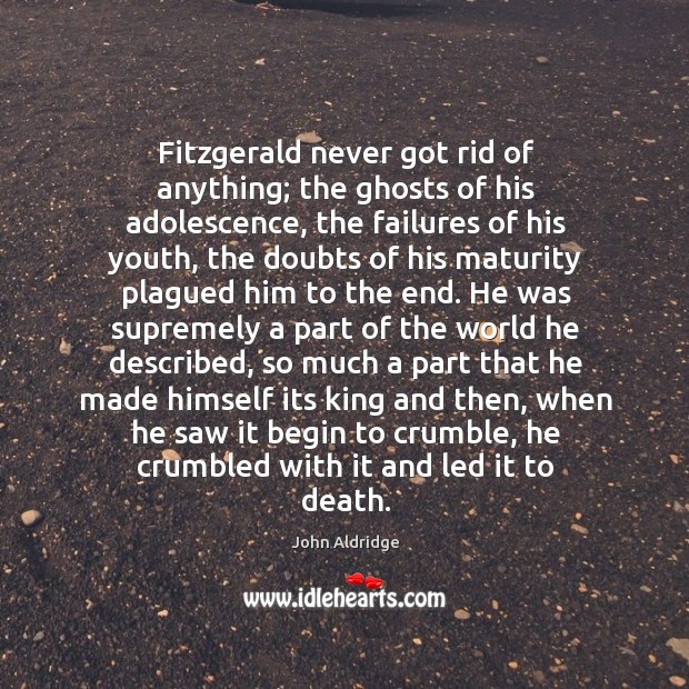 Fitzgerald never got rid of anything; the ghosts of his adolescence, the Image