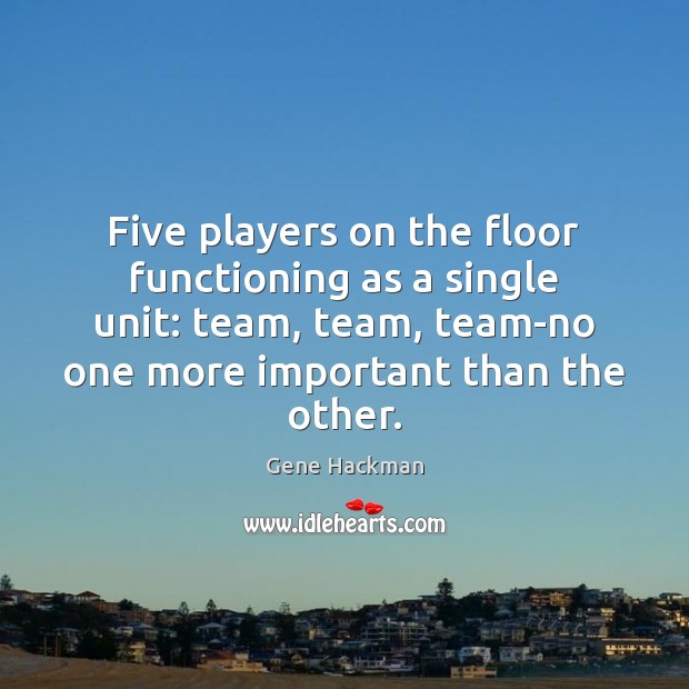 Five players on the floor functioning as a single unit: team, team, 