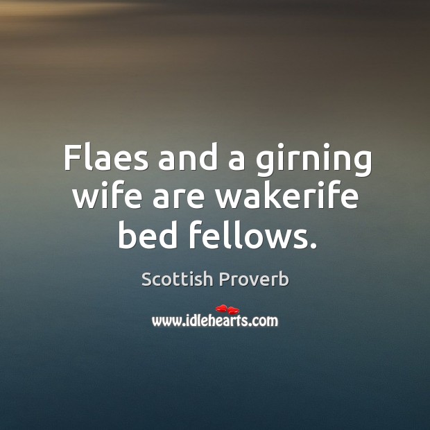 Flaes and a girning wife are wakerife bed fellows. Image