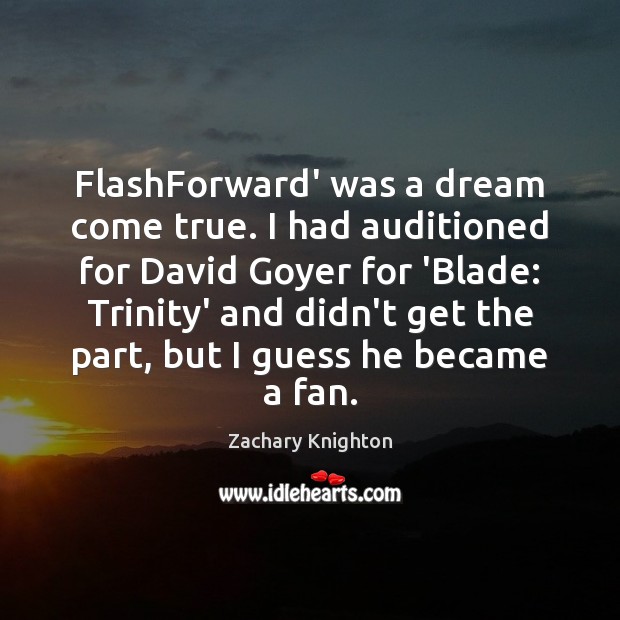 FlashForward’ was a dream come true. I had auditioned for David Goyer Zachary Knighton Picture Quote