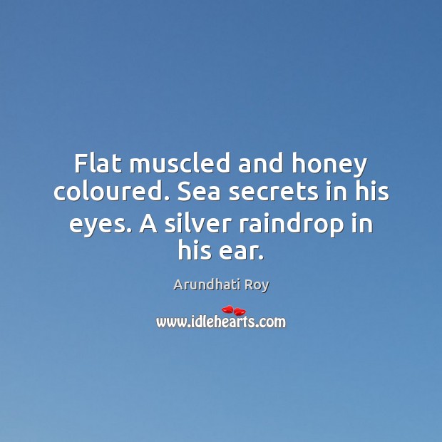 Flat muscled and honey coloured. Sea secrets in his eyes. A silver raindrop in his ear. Image
