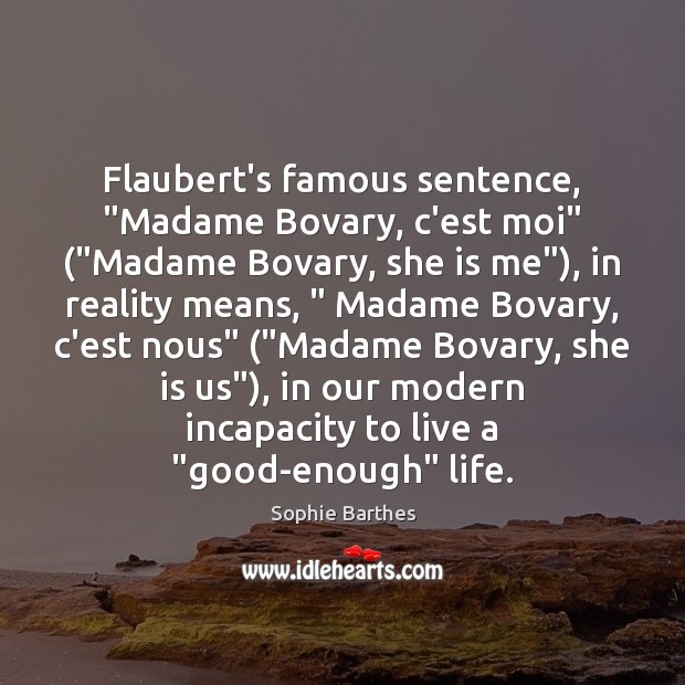 Flaubert’s famous sentence, “Madame Bovary, c’est moi” (“Madame Bovary, she is me”), Sophie Barthes Picture Quote