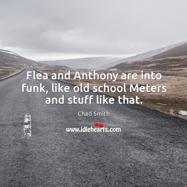 Flea and anthony are into funk, like old school meters and stuff like that. Chad Smith Picture Quote