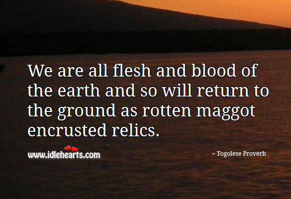 We are all flesh and blood of the earth and so will return to the ground as rotten maggot encrusted relics. Image