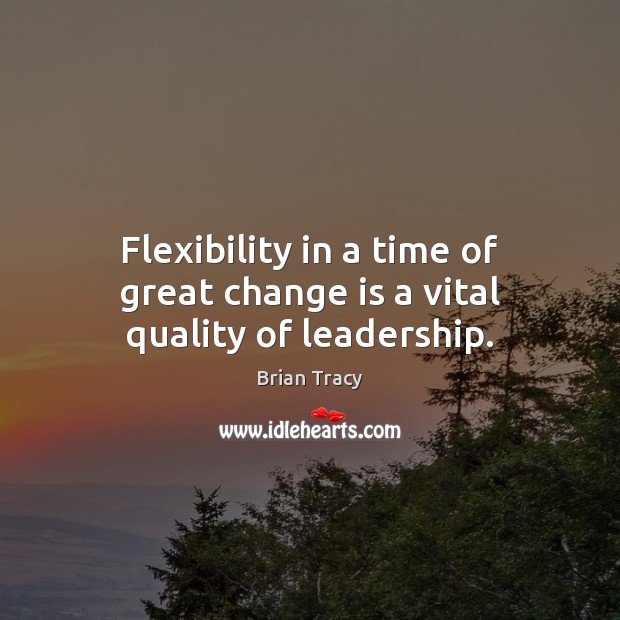 Flexibility in a time of great change is a vital quality of leadership. Brian Tracy Picture Quote