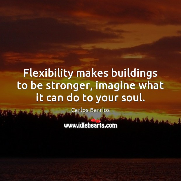 Flexibility makes buildings to be stronger, imagine what it can do to your soul. Carlos Barrios Picture Quote