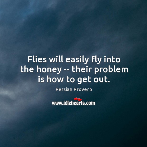 Flies will easily fly into the honey — their problem is how to get out. Image