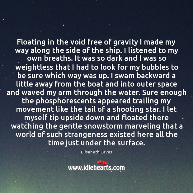Floating in the void free of gravity I made my way along Elisabeth Eaves Picture Quote