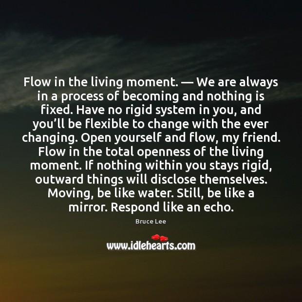Flow in the living moment. — We are always in a process of Bruce Lee Picture Quote