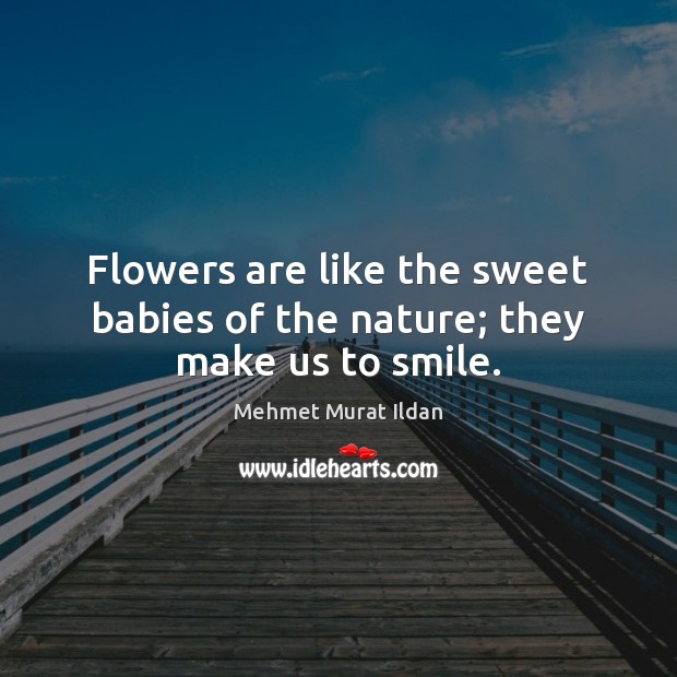 Flowers are like the sweet babies of the nature; they make us to smile. Mehmet Murat Ildan Picture Quote