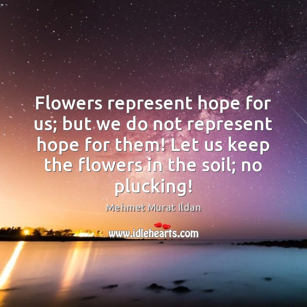 Flowers represent hope for us; but we do not represent hope for Mehmet Murat Ildan Picture Quote