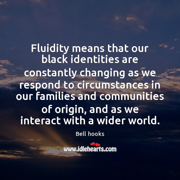 Fluidity means that our black identities are constantly changing as we respond Bell hooks Picture Quote