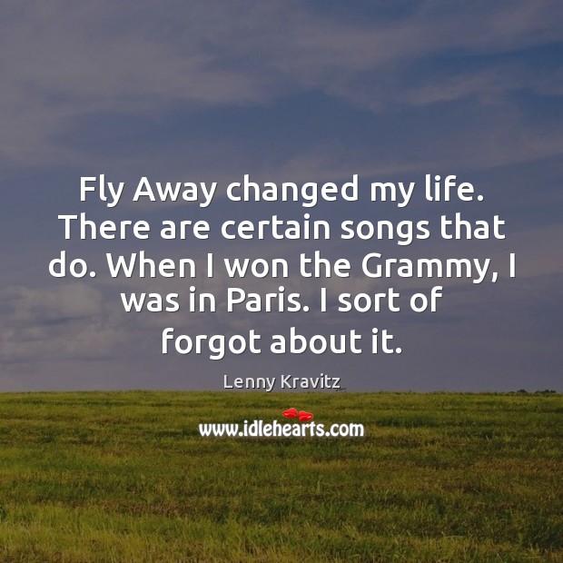 Fly Away changed my life. There are certain songs that do. When Lenny Kravitz Picture Quote
