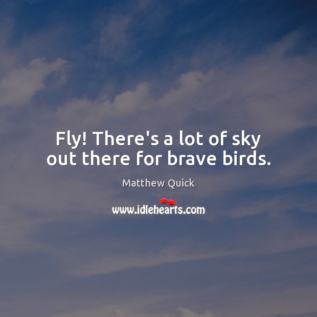 Fly! There’s a lot of sky out there for brave birds. Matthew Quick Picture Quote
