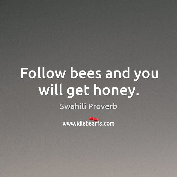 Follow bees and you will get honey. Swahili Proverbs Image