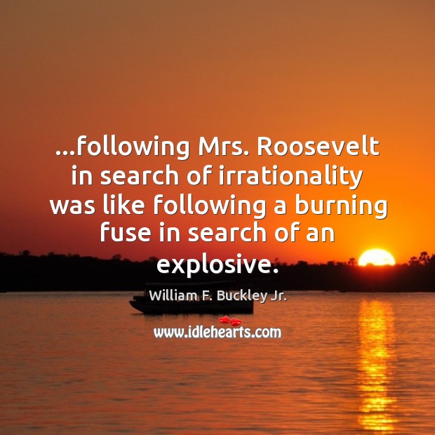 …following Mrs. Roosevelt in search of irrationality was like following a burning Image
