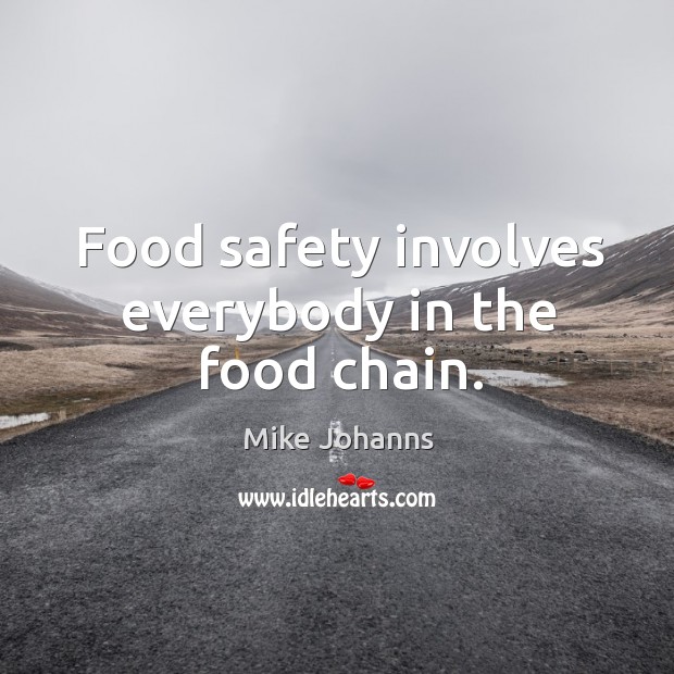 Food safety involves everybody in the food chain. Mike Johanns Picture Quote