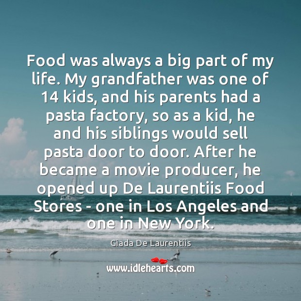 Food was always a big part of my life. My grandfather was Giada De Laurentiis Picture Quote