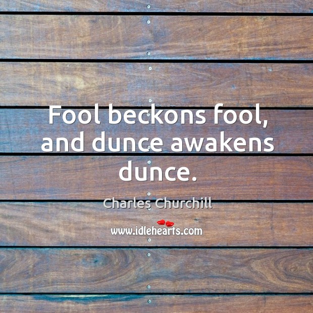 Fool beckons fool, and dunce awakens dunce. 