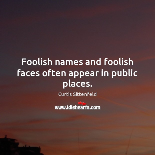Foolish names and foolish faces often appear in public places. Curtis Sittenfeld Picture Quote